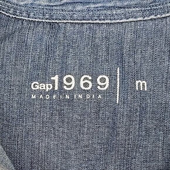 Gap 1969 Ltd Ed Womens Denim Tunic Sz M Blue Dress Pockets Distressed Western - Picture 3 of 8